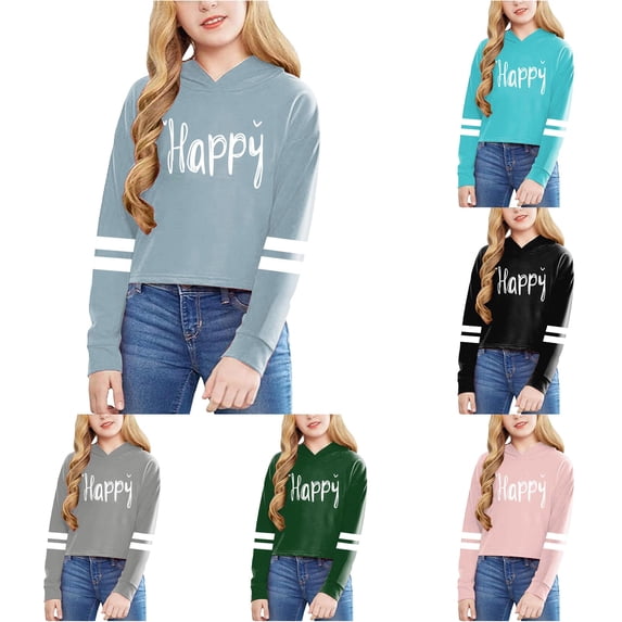Byoo Hoodies for Teen Girls Graphic Letter Print Long Sleeve Casual Hooded Sweatshirt Soft Pullover Tops,Light Blue