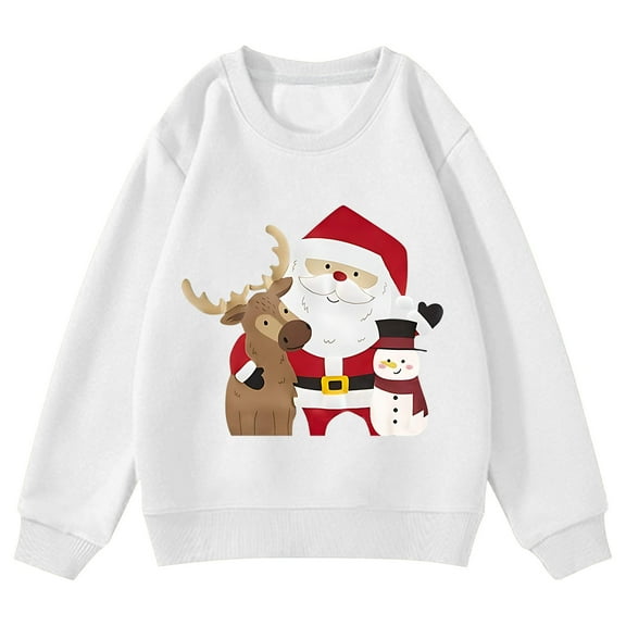 Byoo Boy Sweatshirt Christmas Santa Painted O-Neck Long Sleeve Cozy Pullover Top Holiday Xmas Shirt