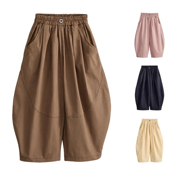 Byoo Infant Boy's Drawstring Capri Casual Pants Elastic‑Waist Athletic Shorts Outdoor Play Bottoms,Coffee