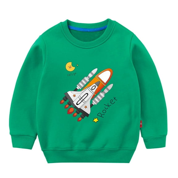 Byoo Boy's Graphic Sweatshirt Rocket Print Crew Neck Pullover Top Casual Sweatshirt