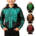 thumbnail image 1 of Byoo Infant Boy's Halloween Glow‑Skeleton Zip‑Up Hoodie Jacket Long Sleeve Hooded Sweatshirt Pullover Top, 1 of 4