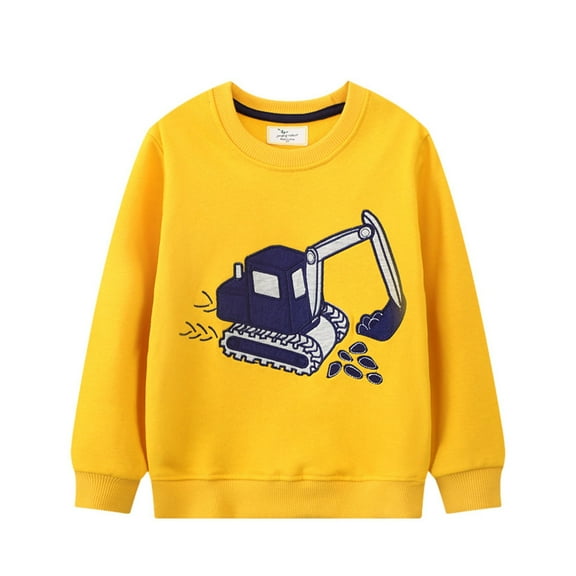 Byoo Boy's Sweatshirt Excavator Print Crew Neck Comfortable Pullover Sweatshirts