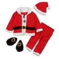 thumbnail image 1 of Byoo Boys Christmas Santa Outfits Button Down Coat Pants Hat Socks Sets Xmas Matching Warm Clothes Sets for Kids, 1 of 4