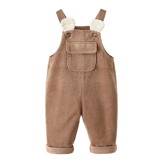 Byoo Boys Corduroy Overalls Soft Comfortable Solid Baby Overall Pants with Adjustable Straps Durable Trousers