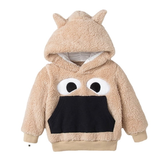 Byoo Boys Flannel Hoodie Cute Animal Print Hooded Soft Hoody Sweatshirt Outerwear Winter Warm Pullover Top