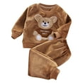 thumbnail image 1 of Byoo Infant Boys Flannel Thickened Loungewear Set Warm Bear Printed Pullover Top Pants Outfit Children Comfy Homewear Set, 1 of 3
