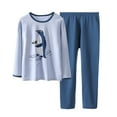thumbnail image 1 of Byoo Boys Outfit Penguin Print Long Sleeve Round Neck Pullover Top Pants Sleepwear Loose Comfy Nightwear for Kids, 1 of 4