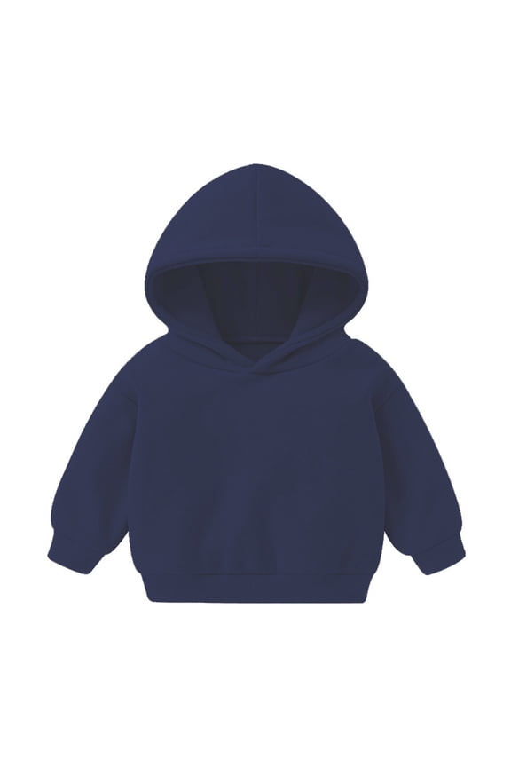 Boys Solid Pullover Sweatshirt Babies Long Sleeve Hooded Sweatshirts Soft Daily Pullover Top