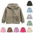 thumbnail image 1 of Byoo Infant Boys Solid Zip Up Hoodie Long Sleeve Casual Hooded Sweatshirt With Pocket Daily Wear Hoody Sweatshirts,Khaki, 1 of 4