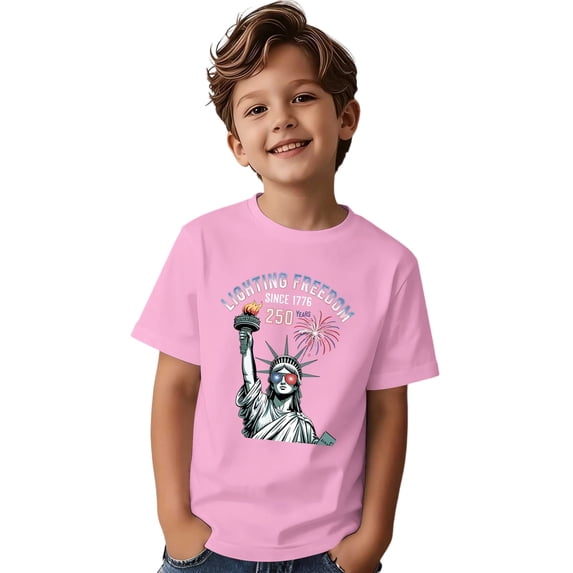 Byoo Boys' Statue of Liberty Patriotic T-Shirt Casual Short Sleeve Graphic Tee Shirt Children Summer Soft Pullover Top ï¼1-2 T