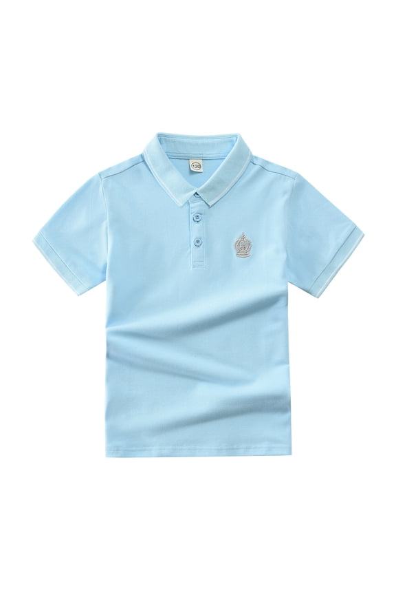 Infant Boys Summer Polo Shirt Crown Embroidered Short Sleeve School Tshirt Soft T Shirt