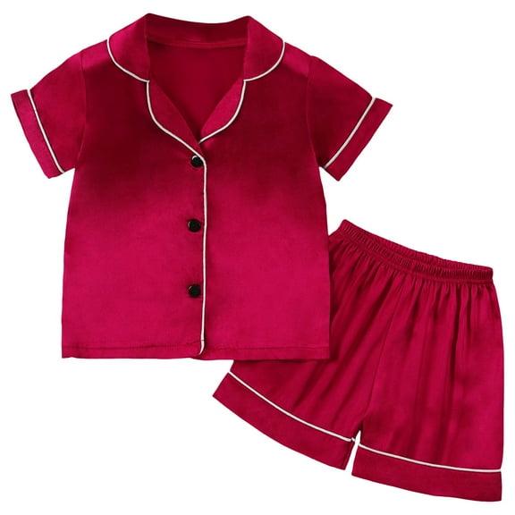 Byoo Infant Girl Loungewear Set Gradient Color Short Sleeve Button Down Shirt Shorts Clothing Set Soft Loose Fit Sleepwear Outfit