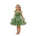 thumbnail image 1 of Byoo Infant Girl Multi-Layer Ruffle Tutu Dress Flutter Sleeve Solid Bow Accent Mini Gown Kids Wedding Formal Dresses,Green, 1 of 9