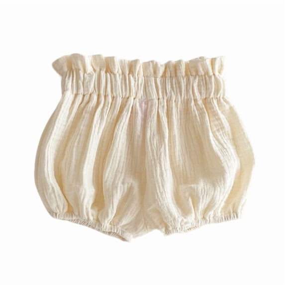 Byoo Girl Soft Bloomers Elastic Waist Loose Fit Casual Playwear Diaper Cover Shorts,Beige