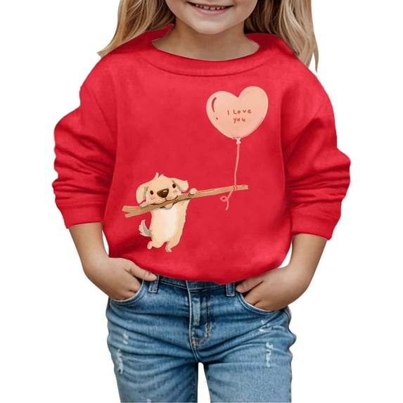 Byoo Girl's Cute Puppy Print Sweatshirt Fall Casual Crew Neck Knit Pullover Top