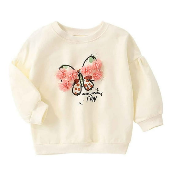 Byoo Girl's Sweatshirt Butterfly Print Crew Neck Pullover Top Casual Fall Sweatshirt