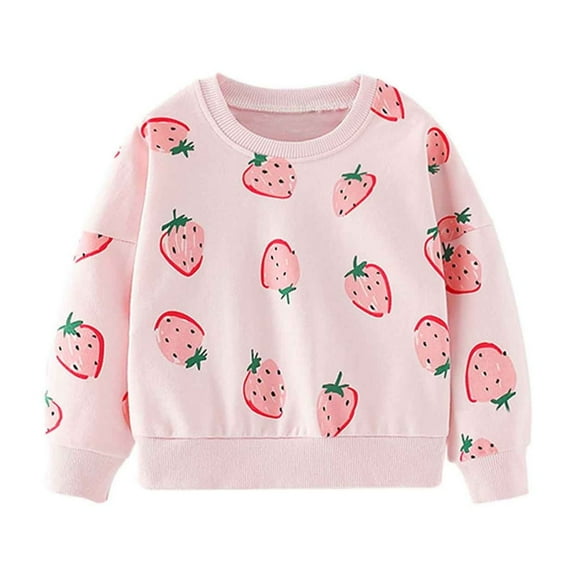 Byoo Girl's Sweatshirt Strawberry Print Long Sleeve Pullover Top Cute Fall Shirt