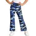thumbnail image 1 of Byoo Girls Camo Flare Leggings High Waist Graphic Bell Bottom Pants Stretchy Yoga Dance Trousers, Blue, 1 of 4