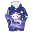 thumbnail image 1 of Byoo Girls Cute Axolotl Print Hoodie Full Zip Long Sleeve Hoodies Casual Daily Hooded Sweatshirt,Blue, 1 of 3