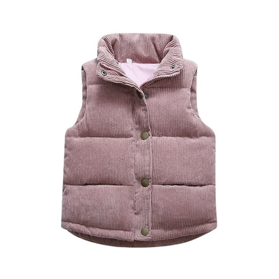 Byoo Girls Down Vest Corduroy Solid Color Padded Zip Up Sleeveless Puffer Jacket Outerwear Cozy Soft Down Coat