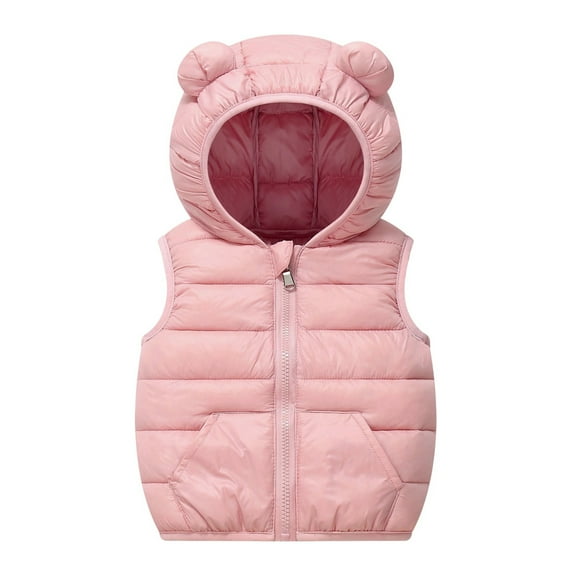 Byoo Infant Girls Down Vest Sleeveless Zip Up Hoodie Padded Jacket with Ear Warm Winter Lightweight Outerwear Clothing