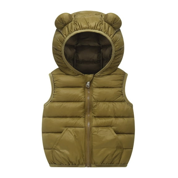 Byoo Infant Girls Down Vest Sleeveless Zip Up Hoodie Padded Jacket with Ear Warm Winter Lightweight Outerwear Clothing
