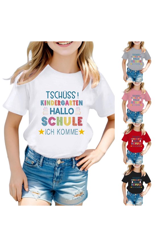 Infant Girls Graduation Printed T-Shirt Colorful Short Sleeve T-Shirts Back To School Casual Top