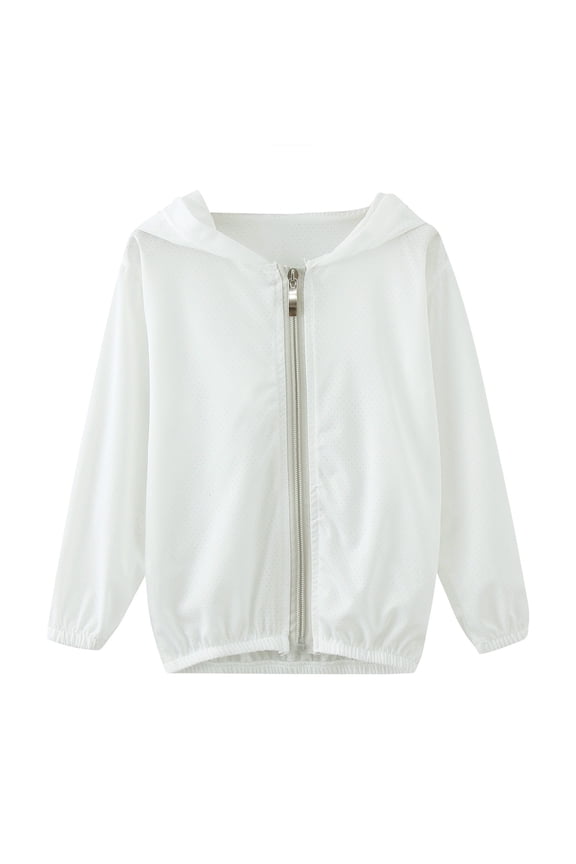 Girls Jacket Lightweight Solid Color Full Zip Hooded Breathable Coat Windbreakers Active Clothes