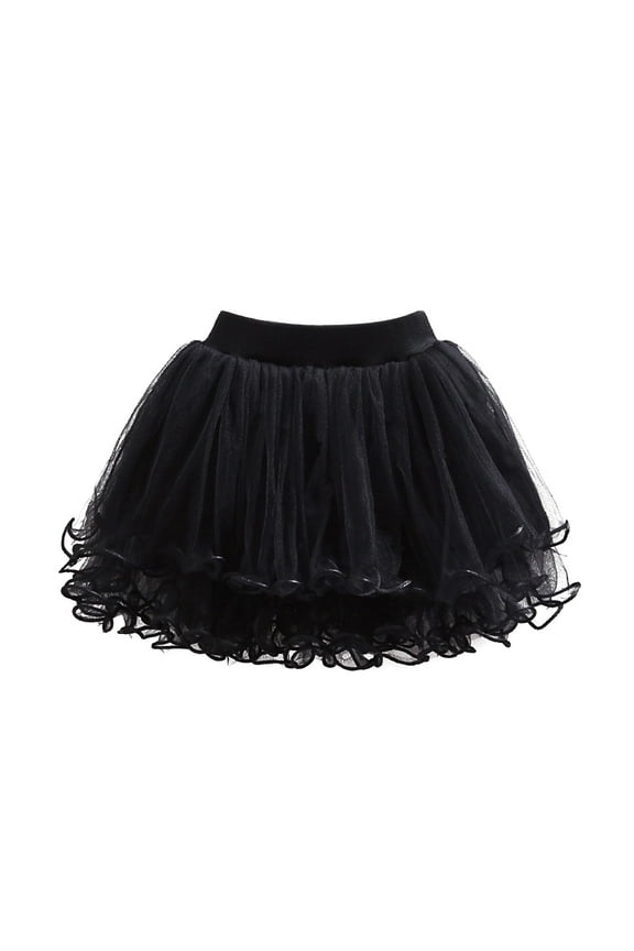 Girls' Mesh Skirt Carnival Tulle Pengpeng Base Tutu Skirt for Kids Soft Daily Lightweight Skirts Black