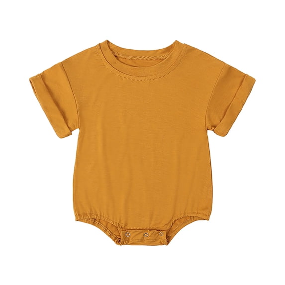 Byoo Girls Onesies T-Shirt Solid Color Short Sleeved Crew Neck Pullover Romper Top Baby Soft Relaxed Fit Tee