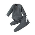 thumbnail image 1 of Byoo Infant Girls Outfits Solid Long Sleeve Buttons Onesie Drawstring Pants Baby Sets Warm Comfy Outfit Sets, 1 of 9
