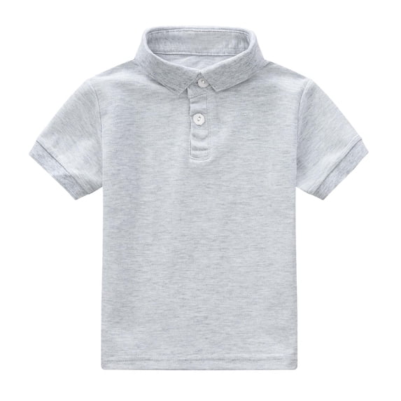 Byoo Girls Polo Shirt Short Sleeve Solid Classic Button Versatile Unisex T Shirt,Grey