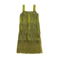 thumbnail image 1 of Byoo Infant Girls' Retro Metallic Fringe Dress Sleeveless Tiered Fringe Dress Breathable Disco Dress for Kids, 1 of 3