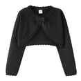 thumbnail image 1 of Byoo Girls Solid Color Cardigan Jacket Bow Cropped Knit Shrug Long Sleeve Basic Coat Soft Comfy Top for Kids, 1 of 2