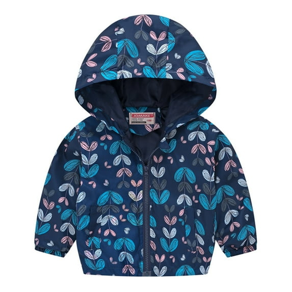 Byoo Infant Girls Zip Up Hoodie Flower Print Lightweight Windproof Jacket Windbreaker