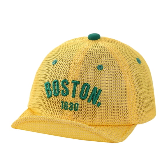 Byoo Kid's Breathable Mesh Baseball Hat Boston Letter Embroidery Foldable Brim Summer Daily Casual Caps