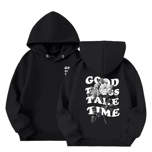 Byoo Letter Printed Hoody Sweatershirts Casual Pullover Hooded Sweatshirt with Pocket Sports Comfortable Clothes