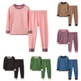 thumbnail image 1 of Byoo Little Boy Ribbed Thermal Underwear Set Long Sleeve Crew Neck Base Layer Tee Pants Soft Loungewear, 1 of 8