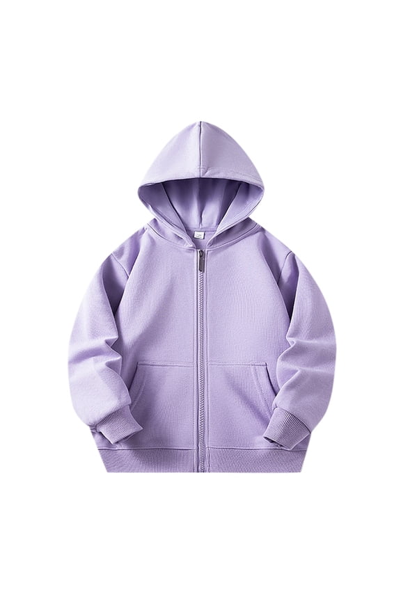Little Boy Solid Sweatshirt Kangaroo Pocket Zip Up Hoody Sweatshirts Jacket Child Classic Basic Clothes,7-8T