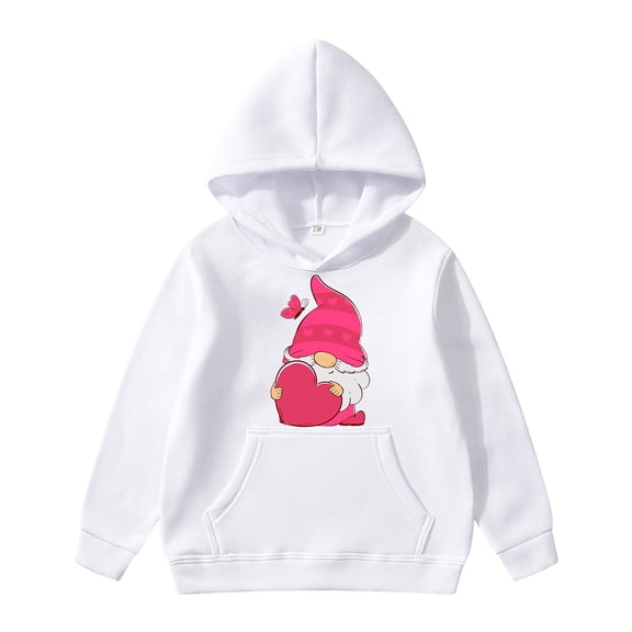 Byoo Little Boy Valentine Day Hoodie Soft Heart Printed Hoody Pullovers Pocket Sweatshirts Sweet Casual Daily Top for Children