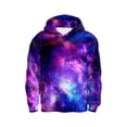 thumbnail image 1 of Byoo Little Boy's Galaxy Hoodie Long Sleeve Space Print Outerwear Pullover Top Soft Casual Daily Sweatshirts, Purple, 1 of 3