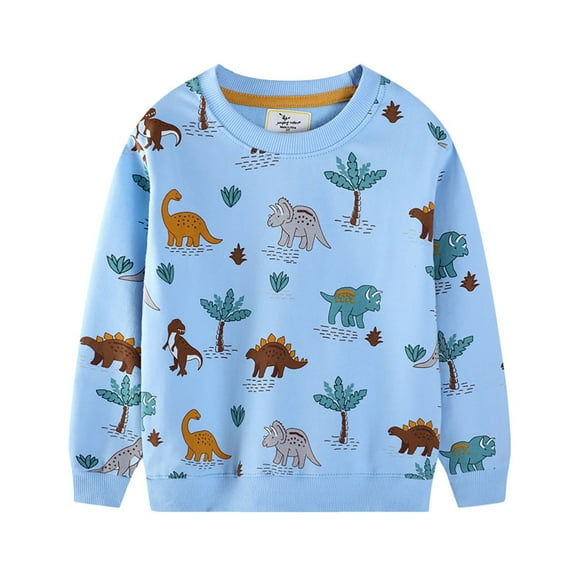 Byoo Little Boy's Sweatshirt Dinosaur Print Crew Neck Pullover Fall Long Sleeve Sweatshirts