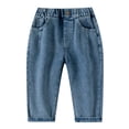 thumbnail image 1 of Byoo Little Boys' Baggy Denim Pants High Rise Wide Leg Straight Fit Pull On Husky Trousers Outdoor Sporty Jeans, 1 of 6