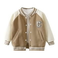 thumbnail image 1 of Byoo Little Boys Baseball Jacket Letter Graphic Buttons Pocket Casual Coat Outerwear Casual Clothing for Children, 1 of 3