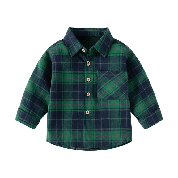 Byoo Little Boys Coat Plaid Lapel Collar Button Down Long Sleeve Shirt Holiday Casual Daily Cloth for Children
