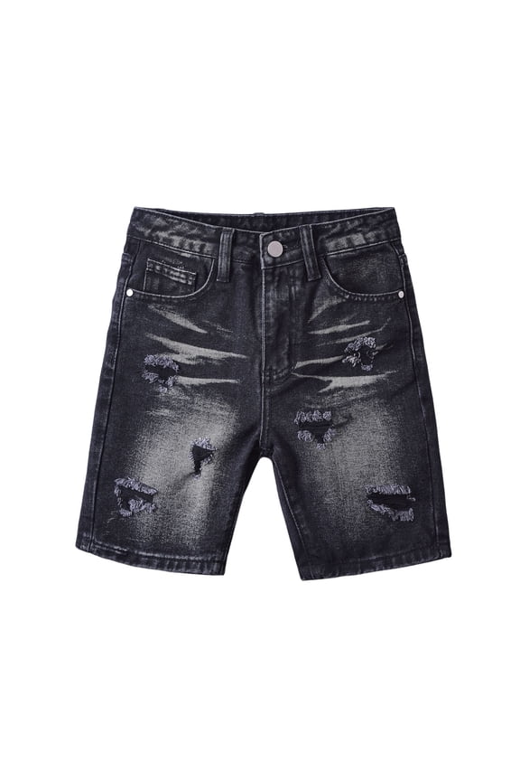 Little Boys' Distressed Denim Shorts Retro Ripped Straight Leg Casual Streetwear Vintage Jeans