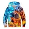 thumbnail image 1 of Byoo Little Boys Full Zip Hoodie 3D Football Fire Ice Print Hoody Sweatshirt with Pockets Active Comfy Coat for Children, 1 of 2