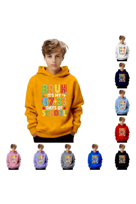 Little Boys Math Printed Hoodie Fun 100 Days Of School Long Sleeve Pullover Casual Top