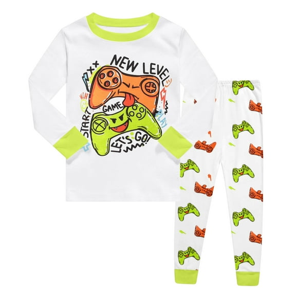 Byoo Little Boys Outfit Set Game Console Graphic Pullover Top Pants Casual Loose Sleepwear Breathable Nightwear