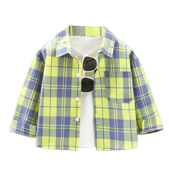 Byoo Little Boys Plaid Long Sleeve Shirt Button Down Casual Shirt Casual Breathable Shirts